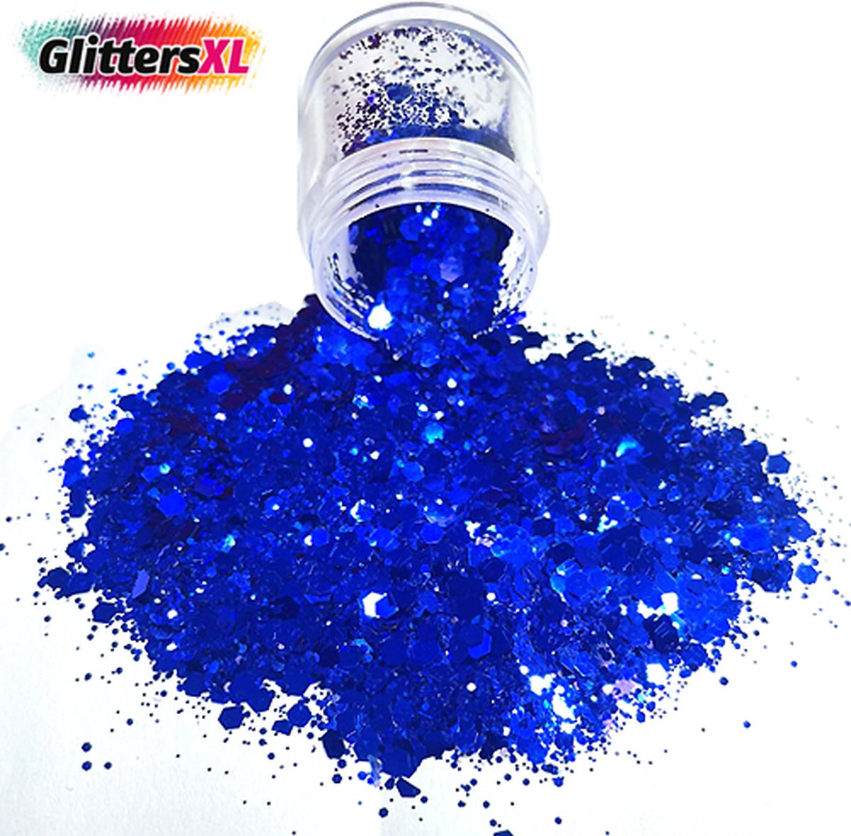 GlittersXL - Chunky Glitters (Blauw) (Volume 8g) [Festival Makeup Gezicht Lichaam - Face Body Glitter - Biologisch afbreekbaar - Versiering Dames Volwassen Kinderen]